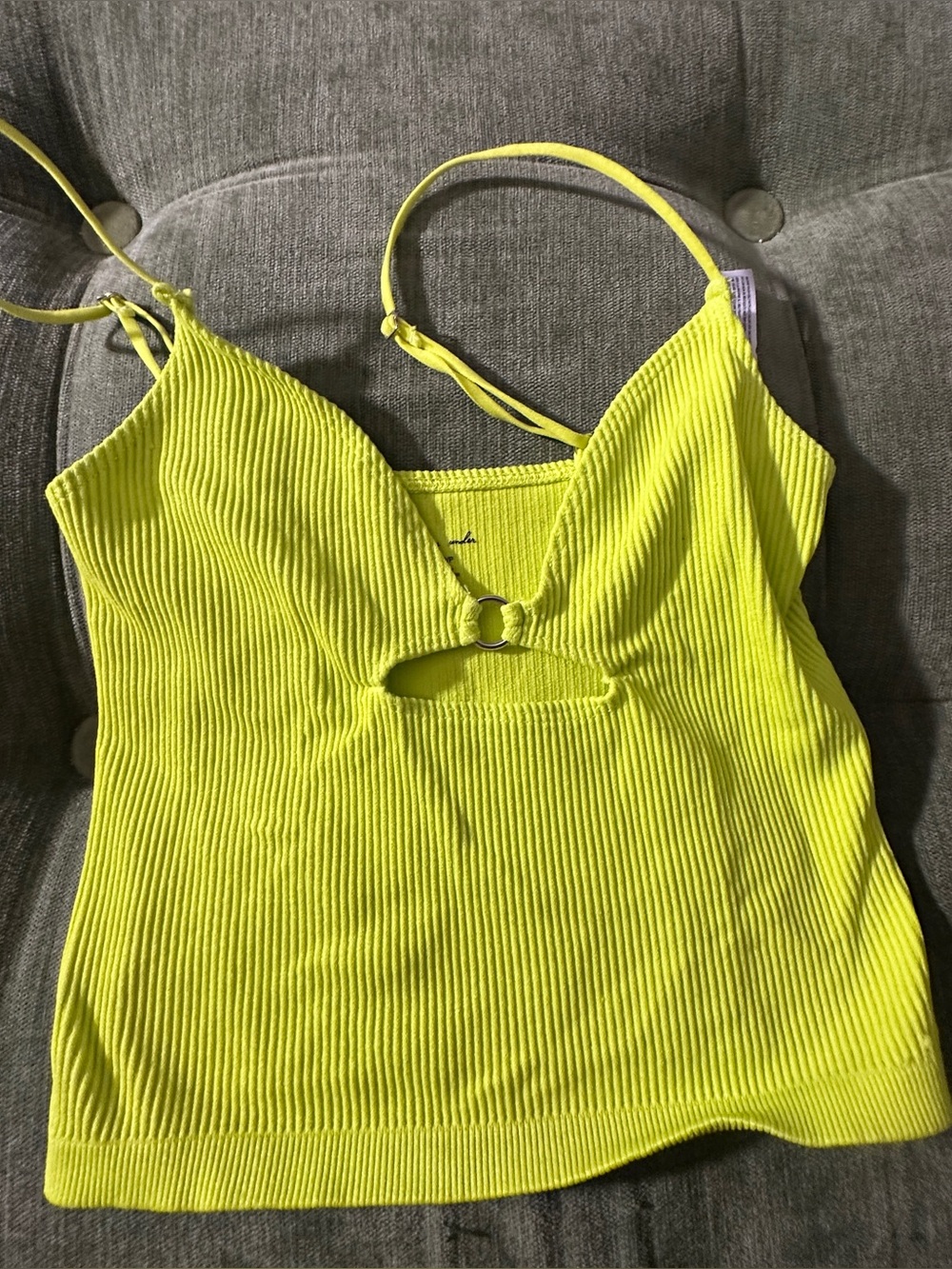 Urban Outfitters Out From Under Women’s Lime Ribbed Ring-Front Cami Top
